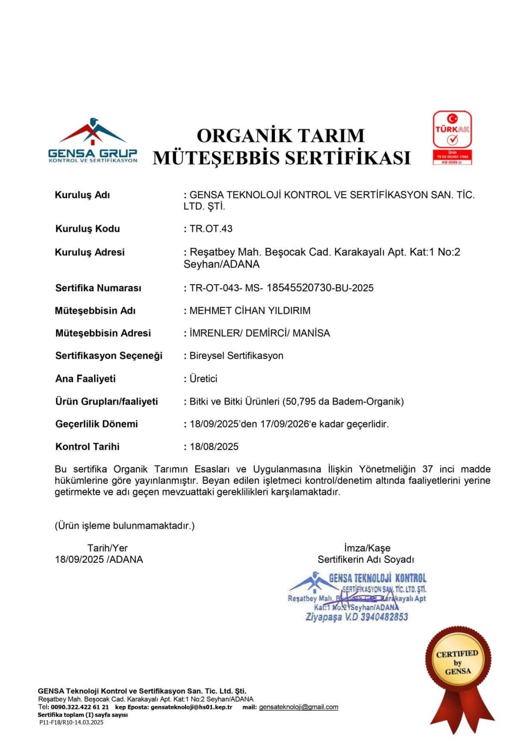 Müteşebbis Sertifikası